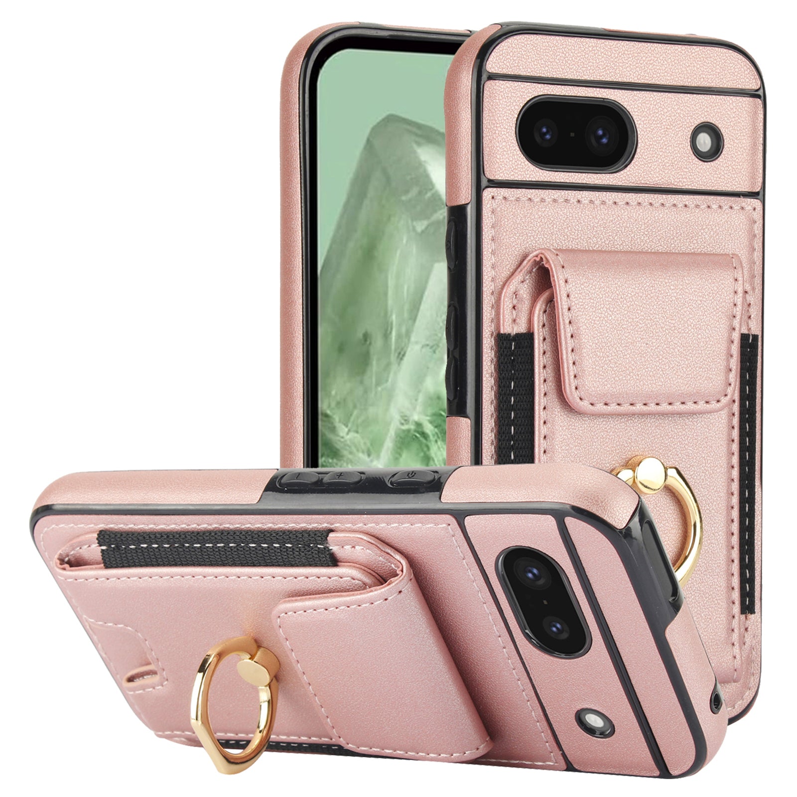 For Google Pixel 8a Kickstand Case PU Leather+TPU Phone Cover with Card Slots For Google Pixel 8a Kickstand Case PU Leather+TPU Phone Cover with Card Slots